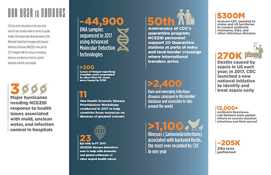 NCEZID: Our Year in Numbers infographic