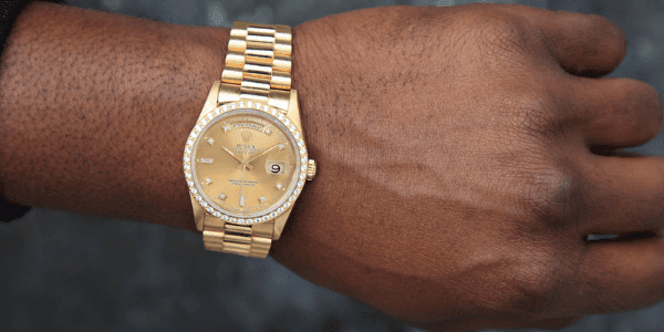 Rolex President Day-Date Yellow Gold Diamond Dial Bezel Mens Watch