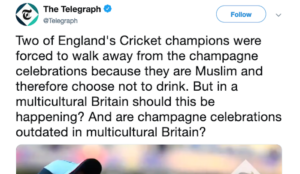 UK: Telegraph asks if champagne celebrations should be ended in order to accommodate Muslims