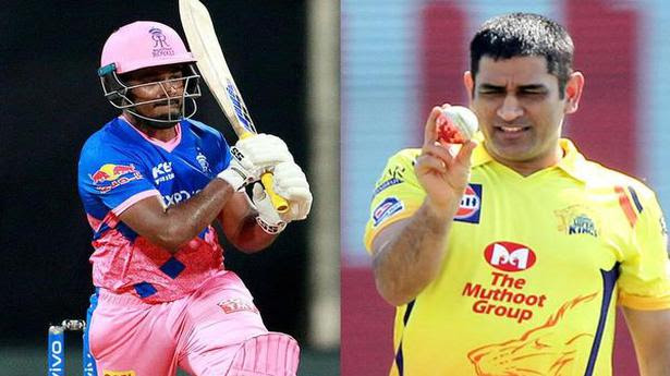 
Rajasthan Royals captain Sanju Samson and Chennai Super Kings skipper M.S. Dhoni. 