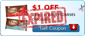 $1.00 off 2 bags of DOVE PROMISES Chocolate