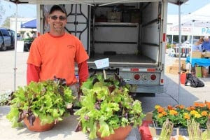 Pregitzer Farm Market has a variety of vegetables and hanging flower and vegetable baskets for sale.
