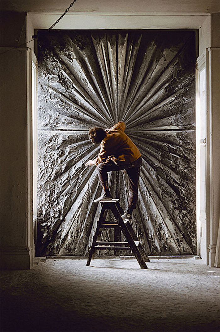 Jay DeFeo working on The Rose, 1960.