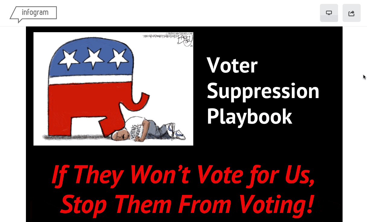 Use infographics to explain the Republican Voter Suppression playbook