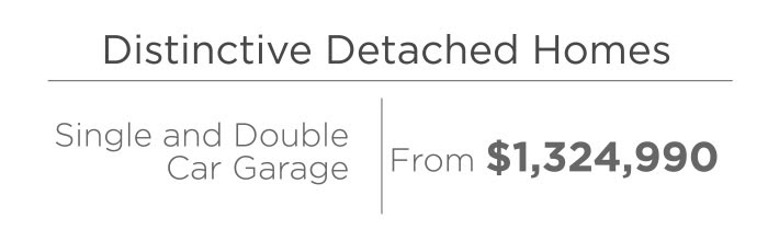 Distinctive Detached Homes Single and Double Car Garage From $1,324,990 