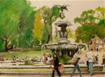 The Central Park Water Fountain (10.5" x 8.5" Oil on canvas sheet - no frame) - Posted on Thursday, January 8, 2015 by Ramon DelRosario