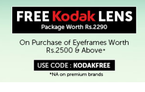 Free Kodak lens package worth Rs. 2290 on purchase of eye-frames worth Rs. 2500 