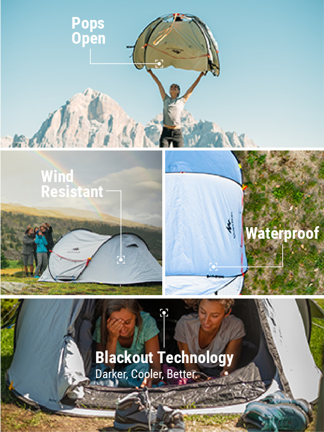 2 Seconds Pop Up Fresh & Black Camping Tent 2 Person