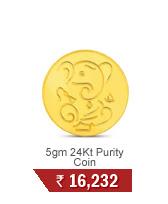 5gm 24Kt Purity 995 Fineness Lucky Ganesha Gold Coin By CaratLane