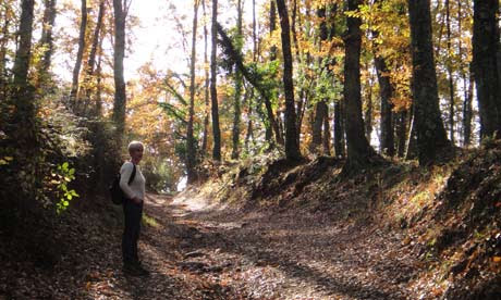 Liz takes a breather on the ancient Via Francigena to Rome