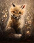Little Fox In a Field of Wildflowers - Posted on Thursday, March 19, 2015 by Pandalana Williams
