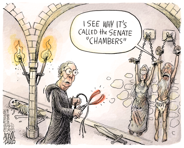 SENATE, MCCONNELL, CHAMBERS, TORTURE, TRUTH, RULE OF LAW, JUSTICE TRUMP IMPEACHMENT, TRIAL
