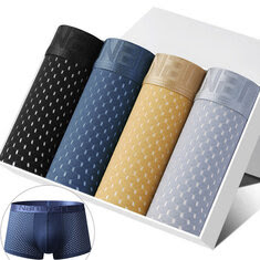 4 Pieces Mens Mesh Breathable Ice Silk Boxer Briefs