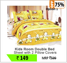 Kids Room Double Bed Sheet with 2 Pillow Covers