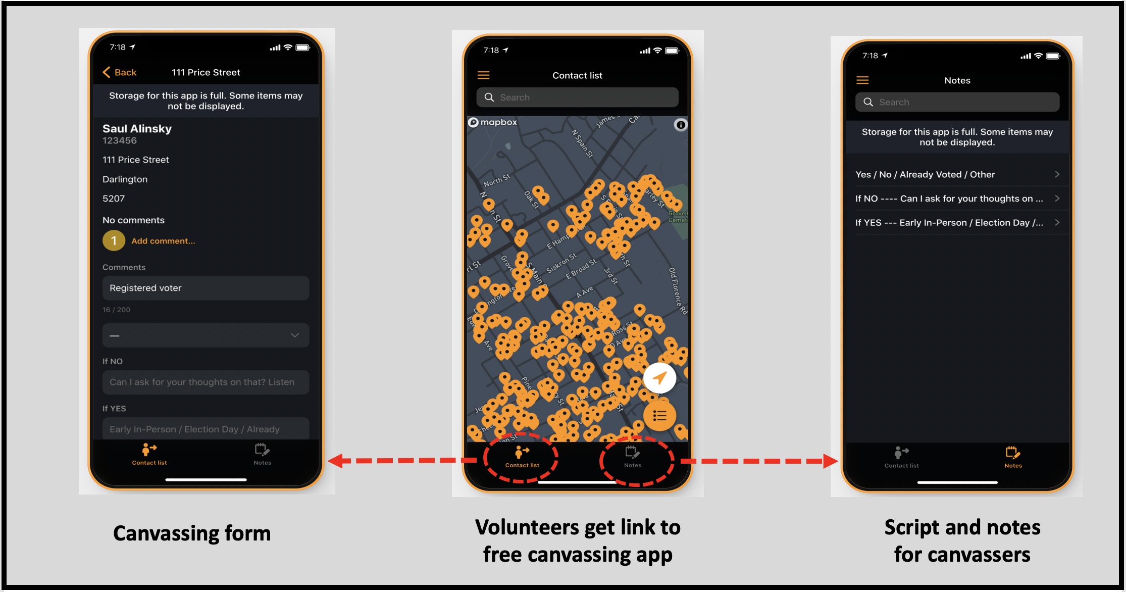 Canvassing app interface