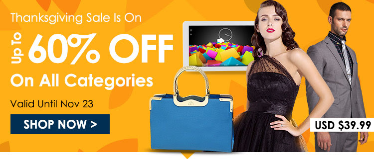 Happy thanksgiving up to 60% off all categories at Lightinthebox.com
