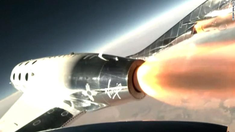 Virgin Galactic’s Richard Branson reaches space in a test flight