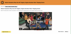 Slide watch students play the Engine Engine Number 9 Singing Game