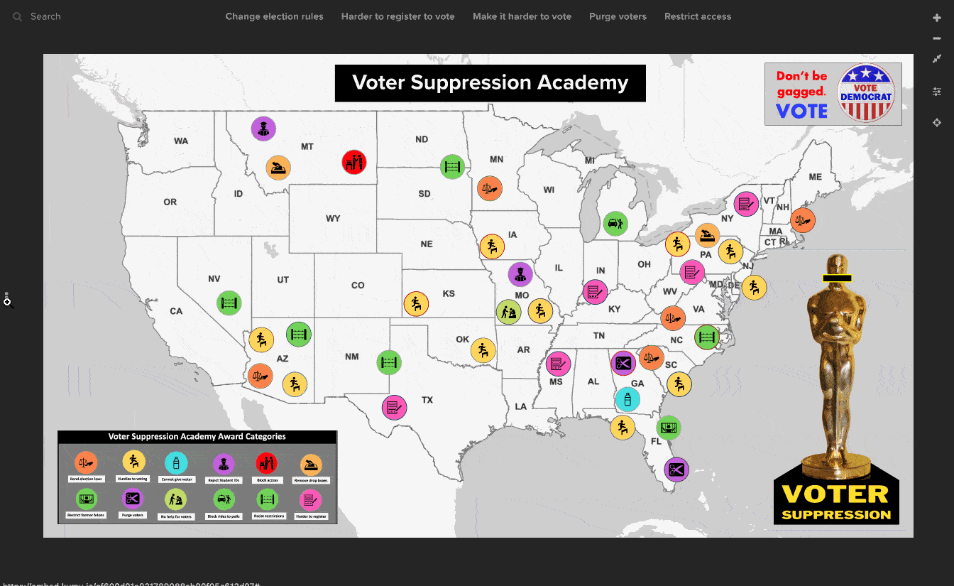Voter Suppression Academy Awards recognize GOP operatives dirty tricks to block Americans voting.