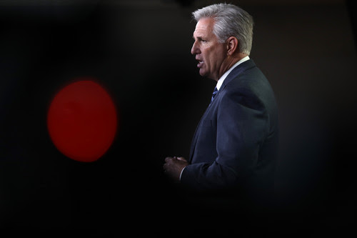 House Minority Leader Kevin McCarthy answers questions.