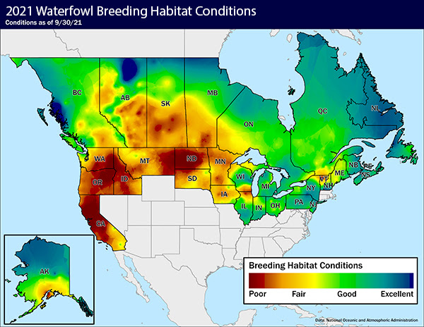 Waterfowl Breeding Habitat Conditions as of 9-30-21