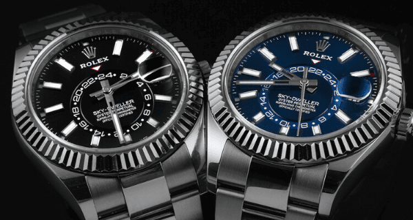 Rolex Sky-Dweller Steel White Gold Watches with Black and Blue Dials