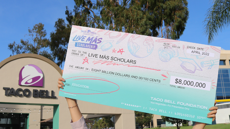 Taco Bell Scholarship check