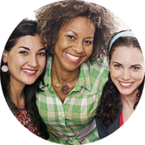 three smiling women