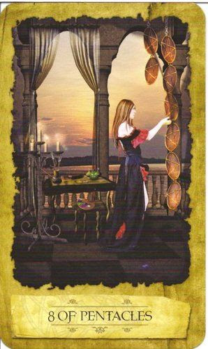Image result for mystic dreamer 8 of pentacles