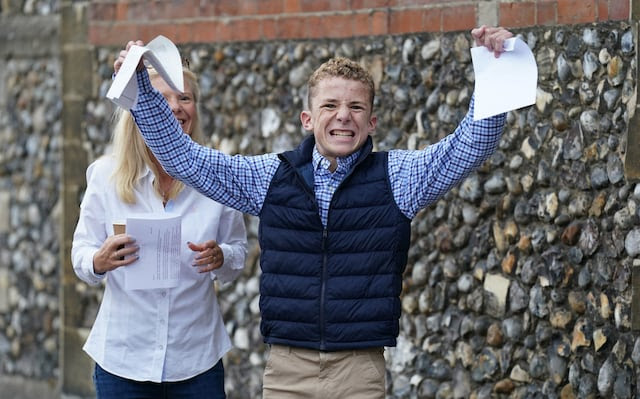 Finney Harrod was overjoyed with his GCSE results at Norwich School on Thursday morning