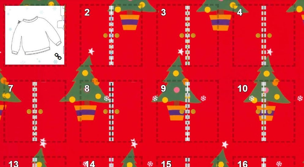 Advent calendar with Christmas trees on, with one window open