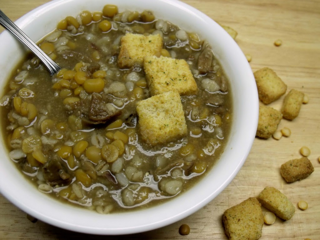 split pea and porcini mushroom soup