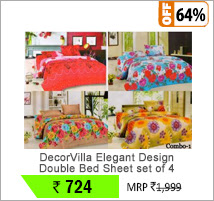 DecorVilla Combo of 4 Elegant Design Double Bed Sheet