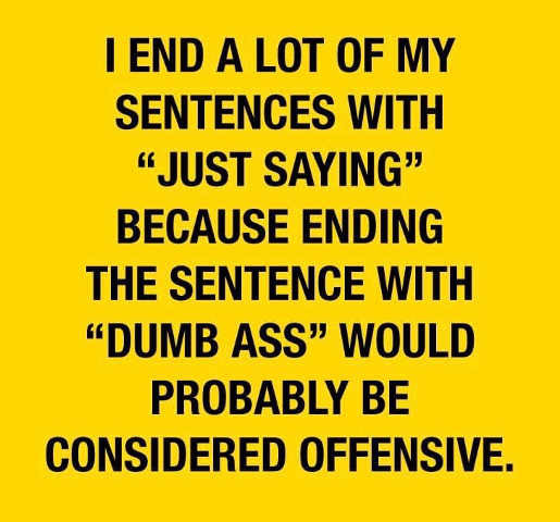 end sentences just saying dumbass considered offensive