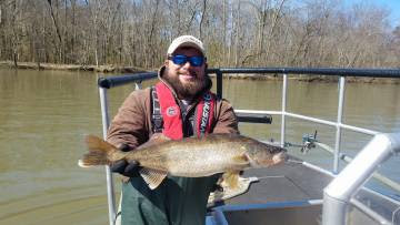 Biologist holds walleye