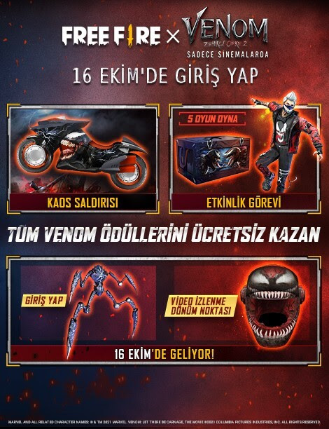 Free Fire x Venom Zehirli Öfke 2'ye Özel Oyun İçi Etkinliklerle Kaosu Kucaklayın 