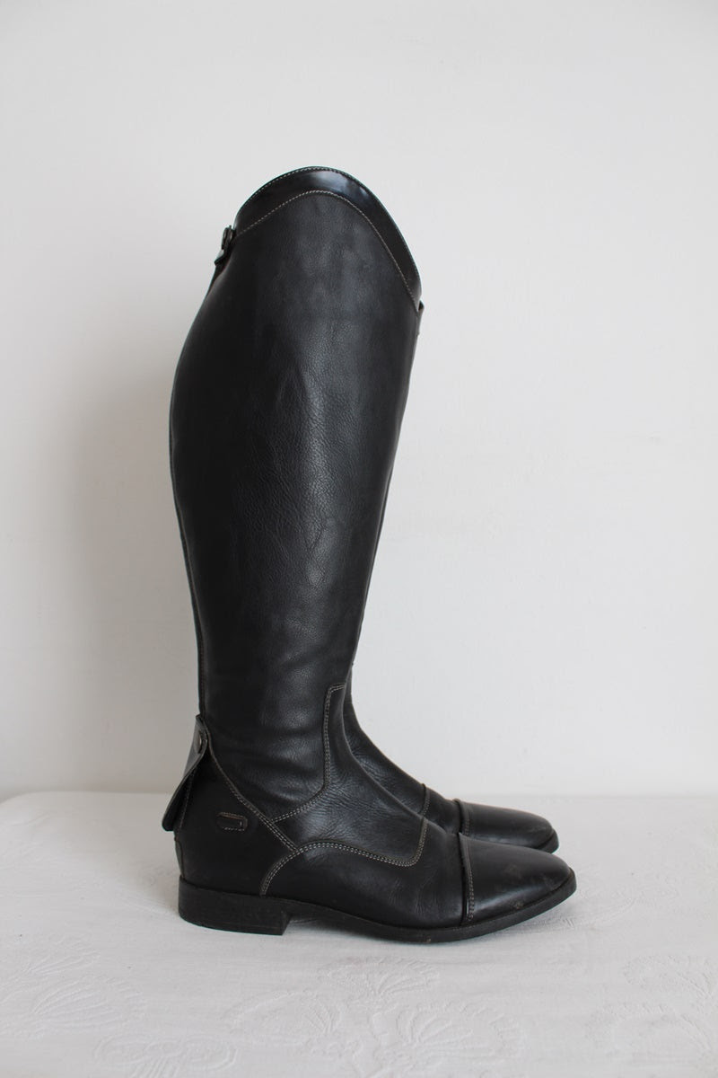 GENUINE LEATHER BLACK RIDING BOOTS - SIZE 6