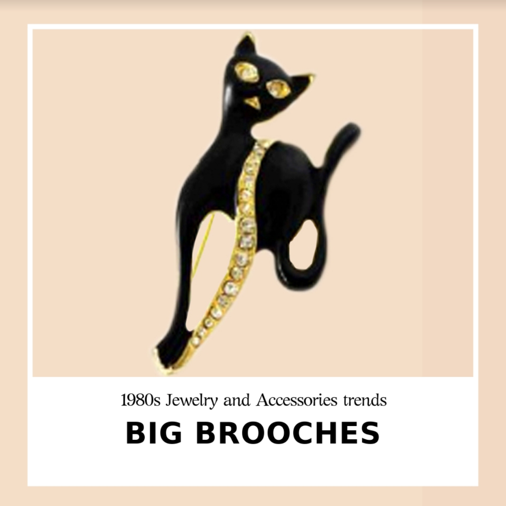 black cat pin brooch vintage 80s