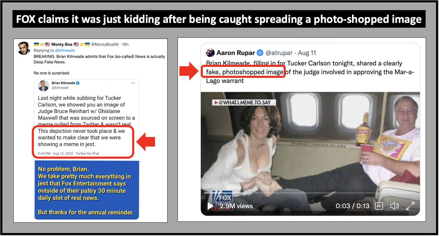 FOX claims it was just kidding after getting caught spreading disinformation.