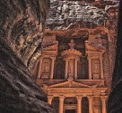 Al-Khazneh is one of the most elaborate temples in the ancient Jordanian city of Petra.