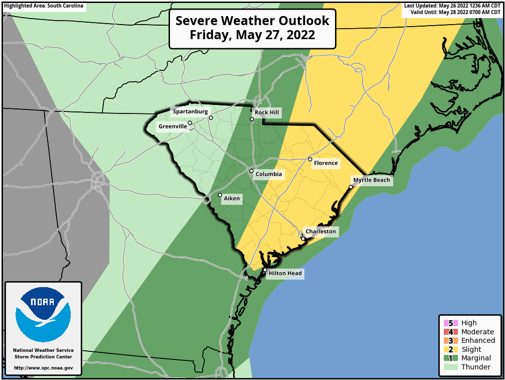 Severe weather outlook from the Storm Prediction Center for tomorrow and tomorrow night