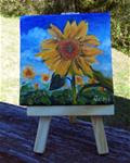 Mini Sunflower oil painting with easel - Posted on Saturday, November 22, 2014 by Joan Swanson