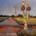 Sunset on the Rails Railroad Crossing Landscape Rural Impressionism Oil Painting - Posted on Thursday, January 22, 2015 by Heidi Malott