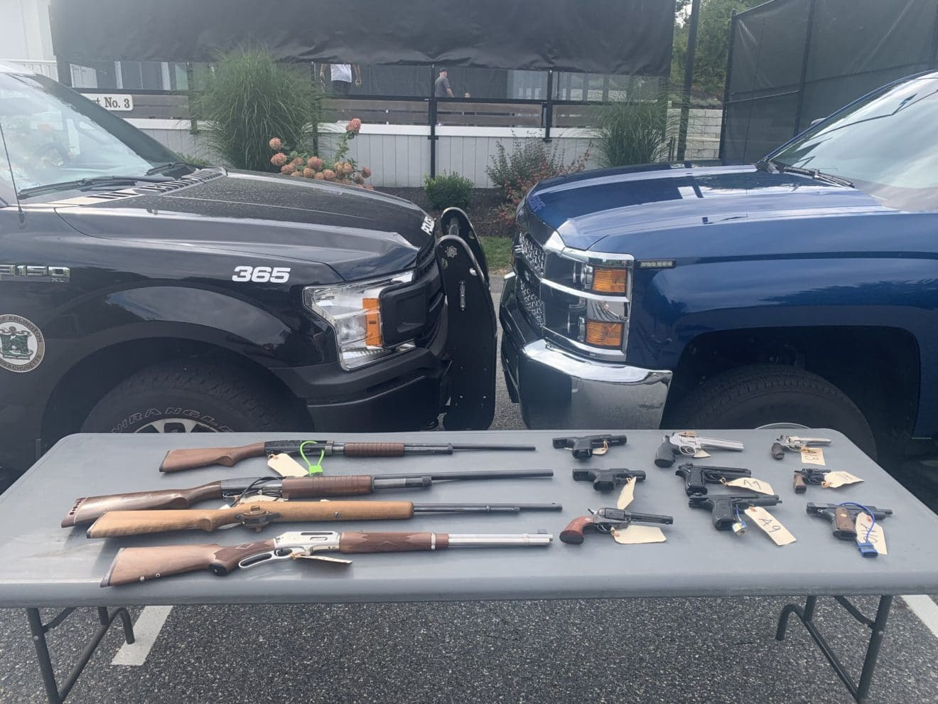 A total of 13 unwanted firearms were taken in by the Arlington Police Department during a “Safer Homes, Safer Community” gun buyback event on Saturday, Oct. 2 at the Winchester Country Club. (Photo courtesy Arlington Police Department)