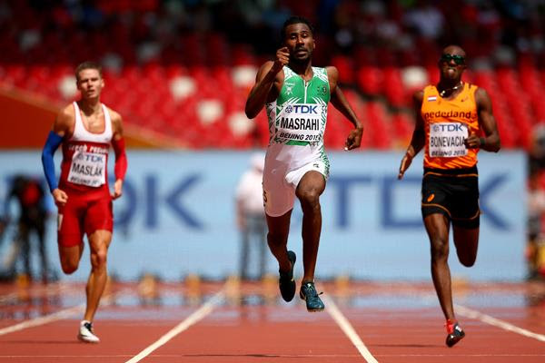 Yousef Ahmed Masrahi wins his 400m heat at the IAAF World Championships, Beijing 2015 (Getty Images)