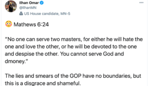 Ilhan Omar quotes ‘Mathews 6:24’ to claim Christians can’t serve in US military