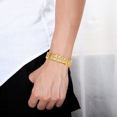 18K Gold Plated Flower Shape Male Bracelet