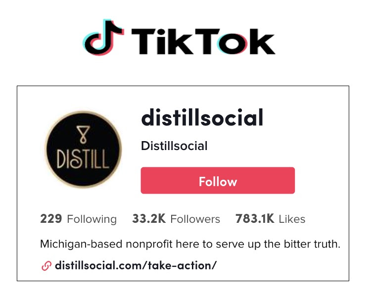 Distill Social on TikTok for abortion rights, social justice and voting rights in Michigan.