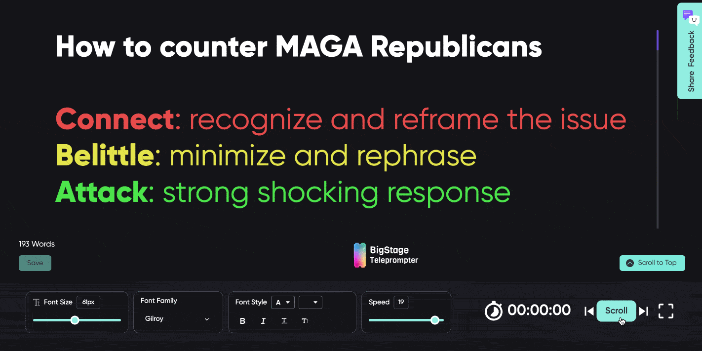 Pivot and attack MAGA Republican talking points using the tips that Rachel Bitcofer recommends.