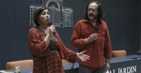 Cote Romero y Luis Miguel Domínguez, durante la presentación en Madrid de la Alianza por el Clima. EFE